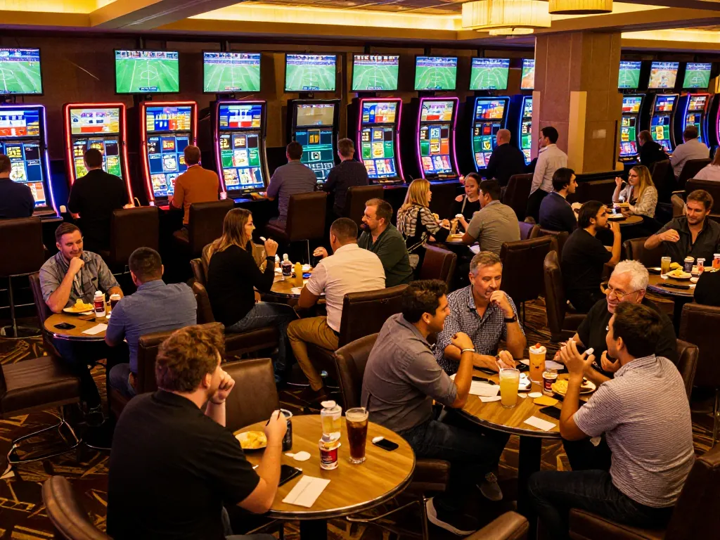Betters enjoy the thrill of sports betting at five88g's vibrant casino lounge.