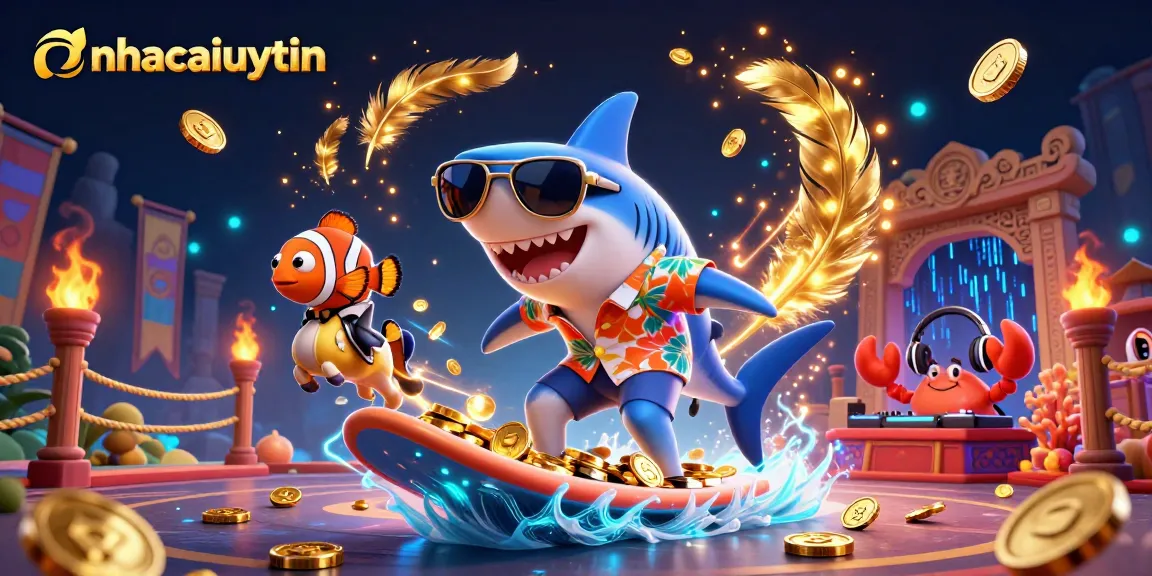 Experience the thrill of gambling with nhacaiuytin's vibrant casino scene filled with colorful characters.