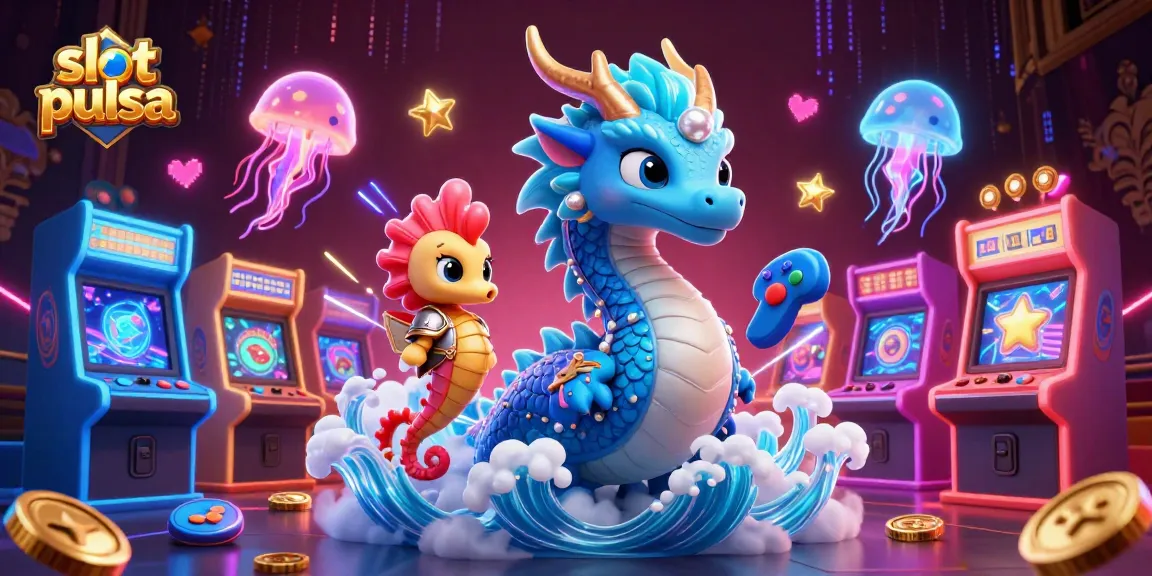 Experience thrilling slot pulsa gameplay with dazzling symbols and vibrant characters in this immersive illustration.
