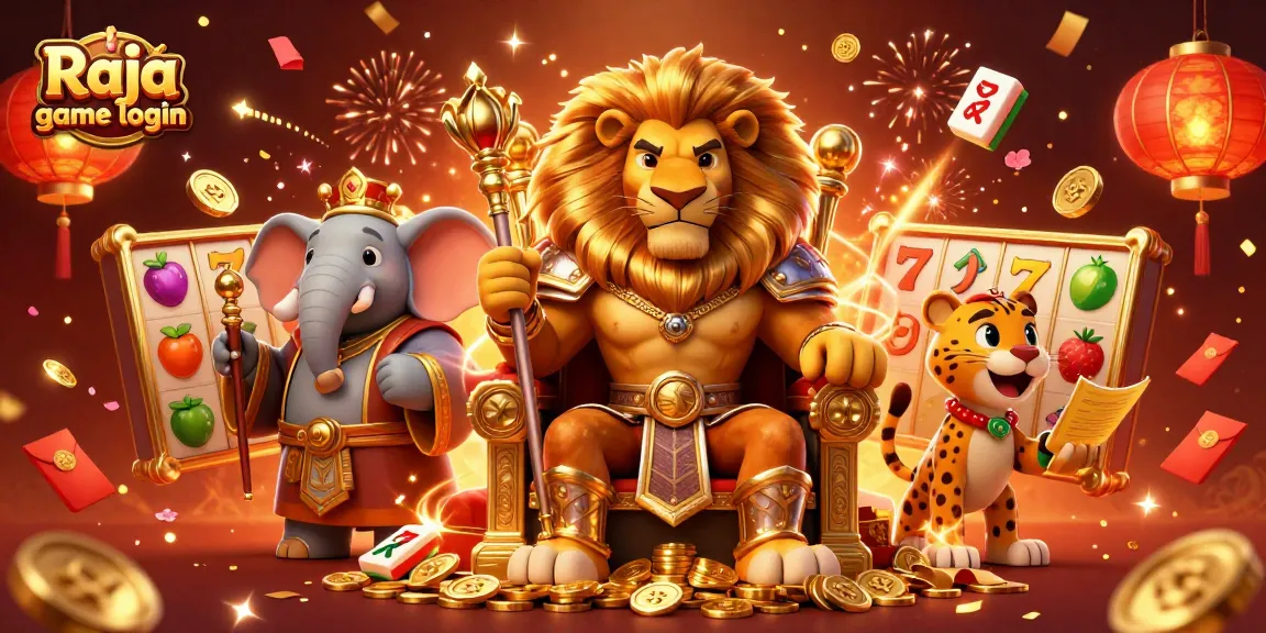 Engage with the exciting Raja game login featuring 3D characters and vibrant casino elements.