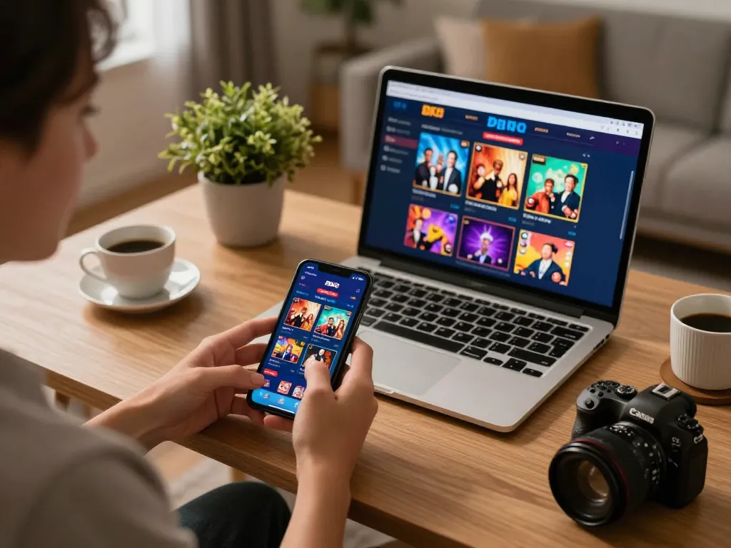 Engaging in online gaming with BK8 app on smartphone and laptop