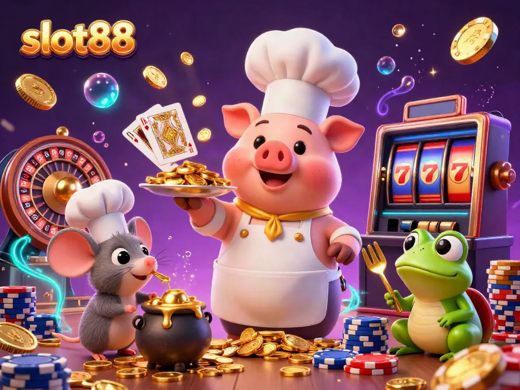 Experience thrilling slot88 gameplay with inventive characters and glittering coins in action.
