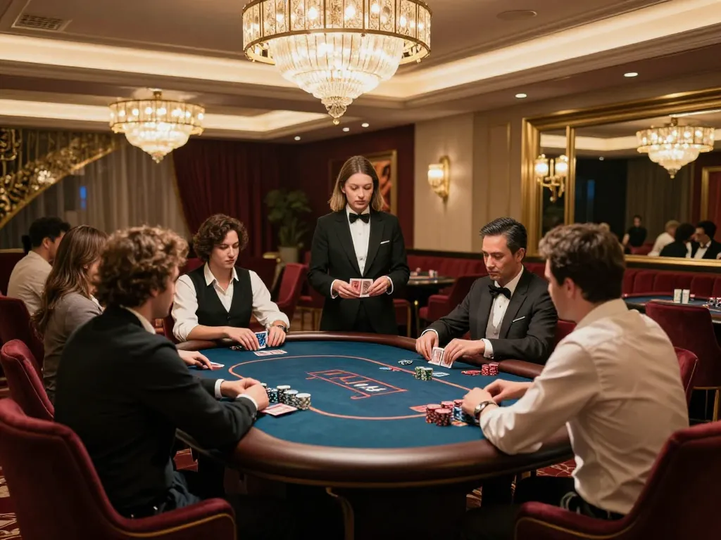 Engaged players enjoying 789win VIP poker experience in luxurious casino setting.