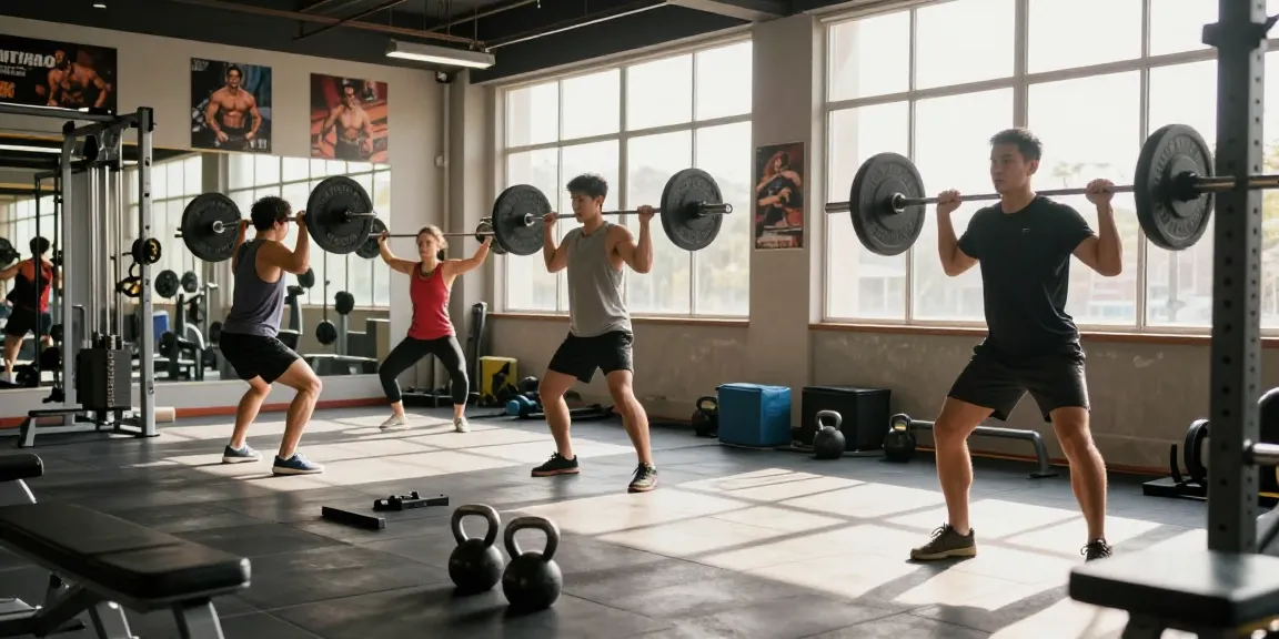 Astera Shop athletes in a bright gym showcasing fitness products and intense workouts.