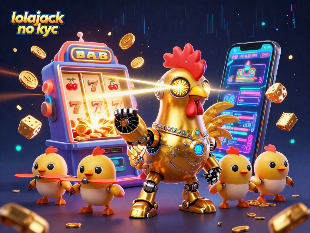 Spin the reels at lolajack no kyc with a vibrant casino theme illustration featuring exciting symbols.