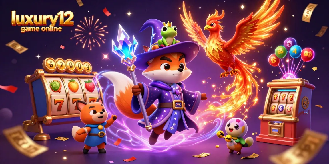 Experience the excitement of luxury12 game online with vivid casino elements in this dynamic illustration.
