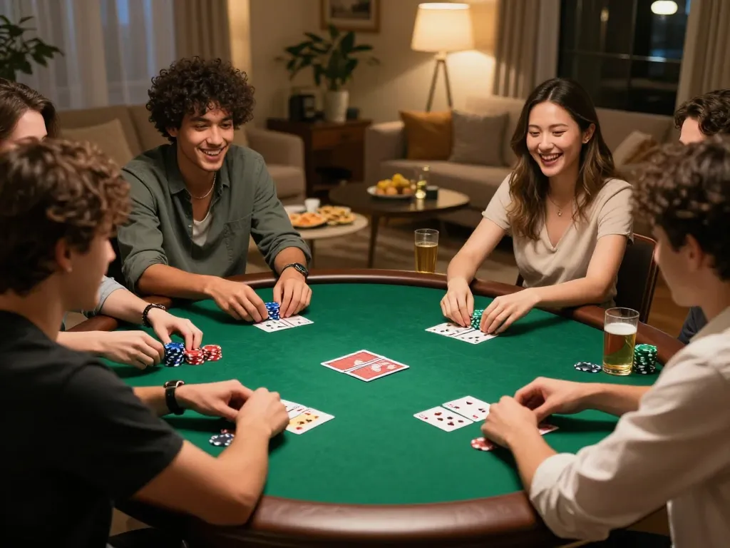 Playing a lively poker game at home, rokok 88 brings friends together for an engaging night of gambling.