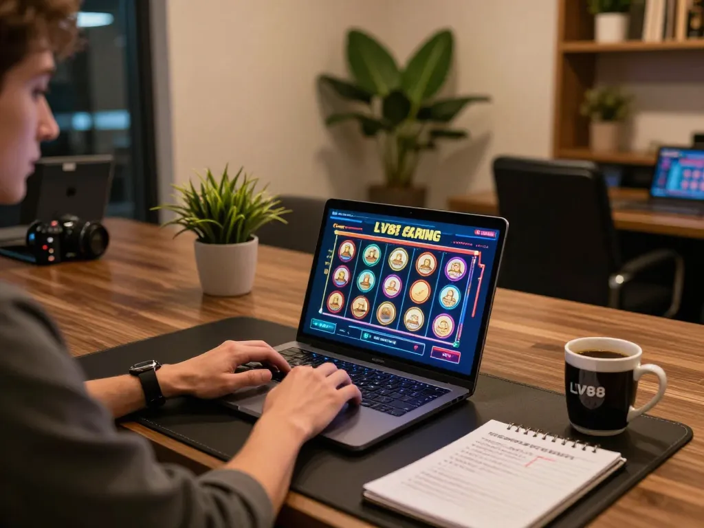 Engaging gameplay at LV88 casino with a player focused on online slots