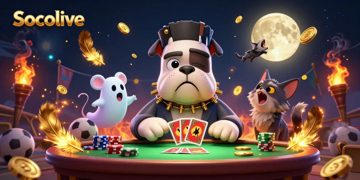 Socolive offers live sports betting with dynamic characters at a vibrant gaming table.