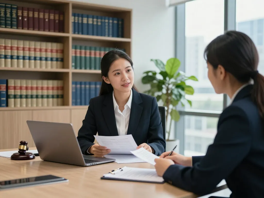 Find lawyers USA through a professional legal consultation scene depicting attentive dialogue in a modern office.