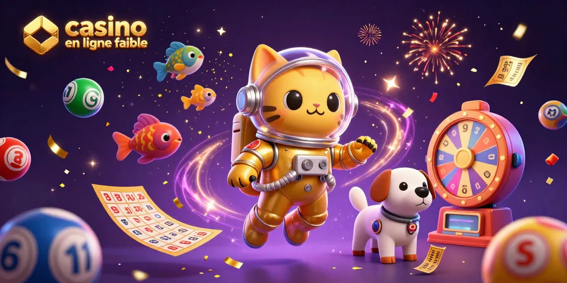 Jouez au casino en ligne fiable avec cette illustration dynamique d'astronautes et de jeux.