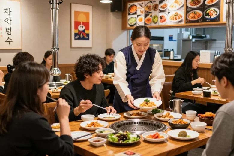 Experience authentic Korean cuisine and culture at 상봉동 한국관 with vibrant dishes and a lively atmosphere.